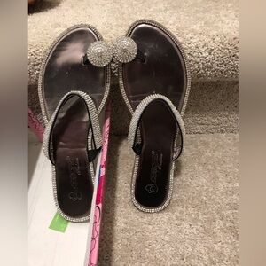 Embellished Silver Rhinestone Women's Thong Sandals- TAKING OFFERS